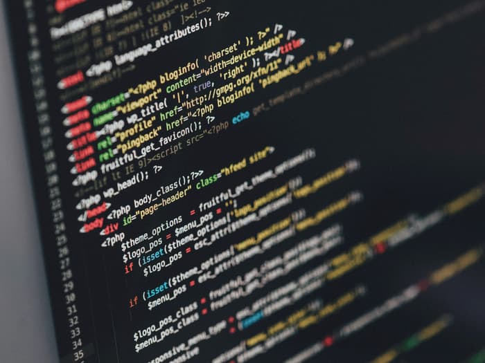 Source code on a dark editor screen